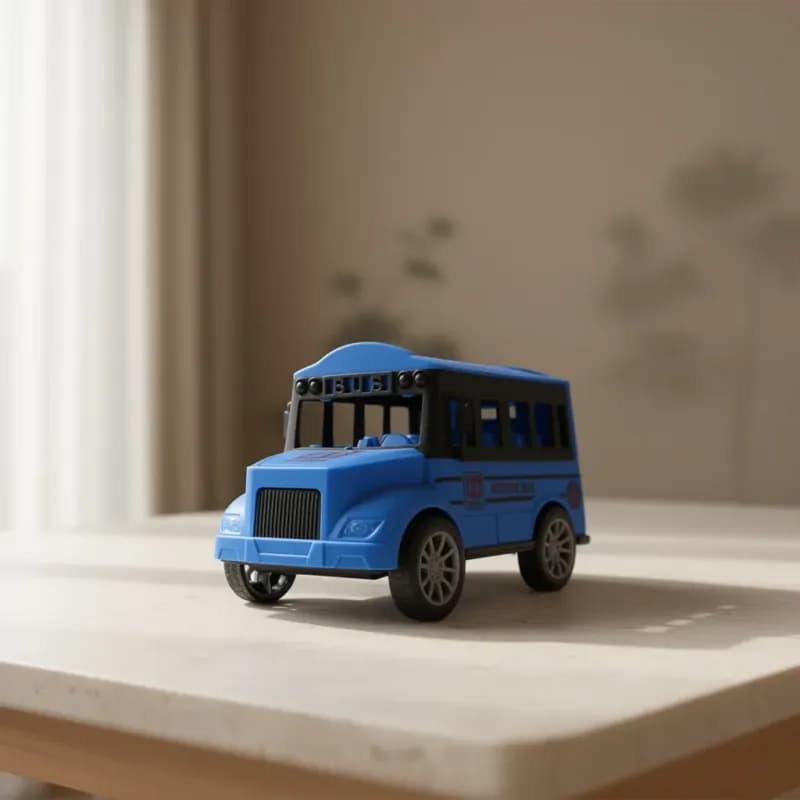 Mini Blue School Bus Toy - Image 1