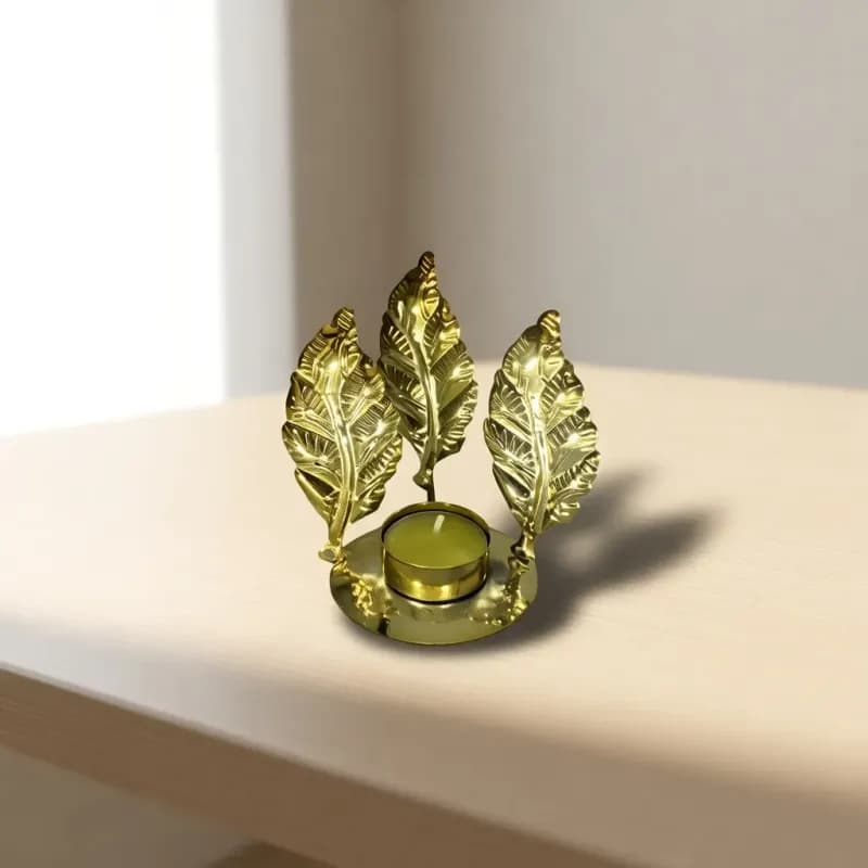 Golden Leaf Tea Light Holder - Image 1