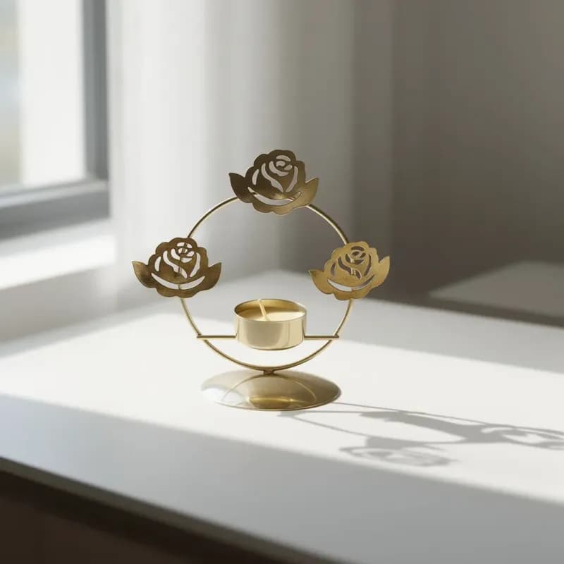 Golden Rose Tea Light Holder - Image 1