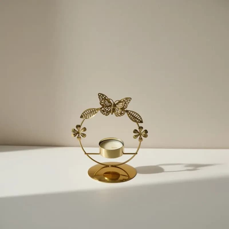 Golden Butterfly Tealight Holder - Image 1