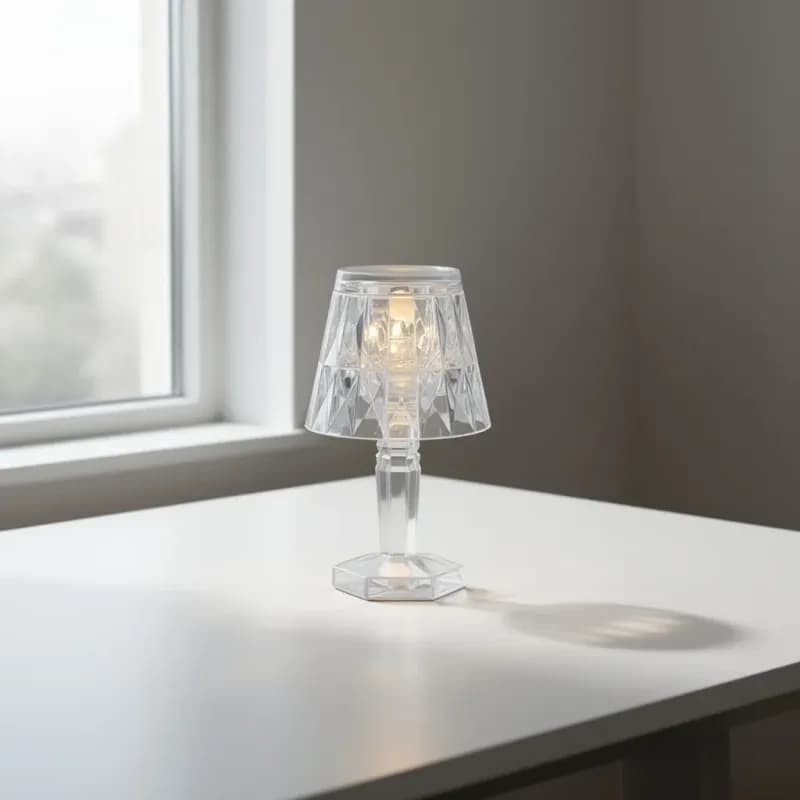 Clear Diamond Patterned Table Lamp - Image 1