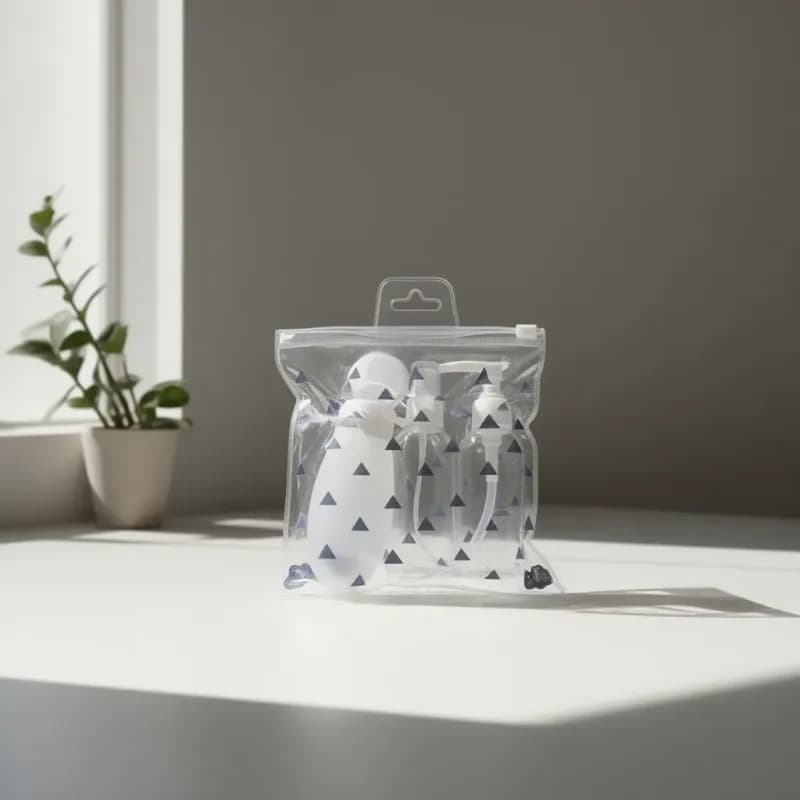Travel Bottle Set with Clear Pouch - Image 1