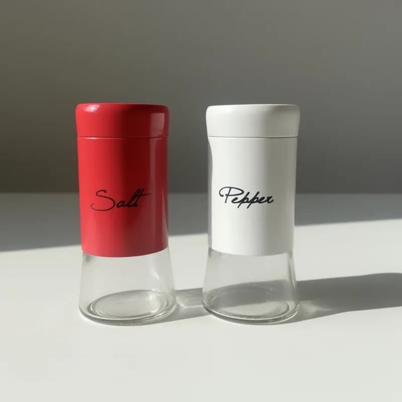 Red & White Salt and Pepper Grinders Set