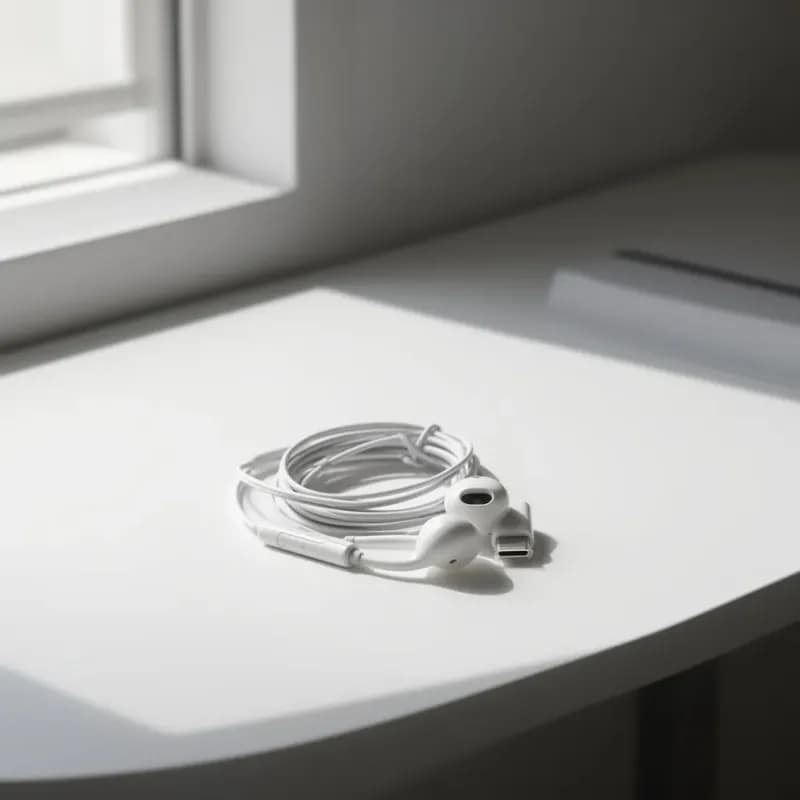 White Wired Earphones with Lightning Connector