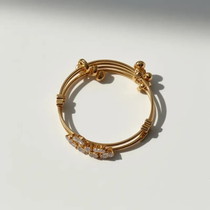 Gold Plated Baby Bangle with Cubic Zirconia