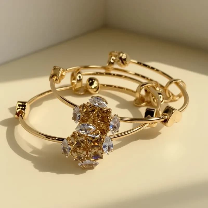 Gold-Plated Charm Bangles