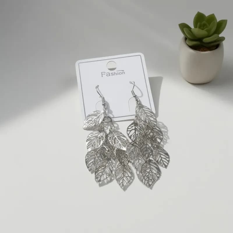 Silver Leaf Dangle Earrings