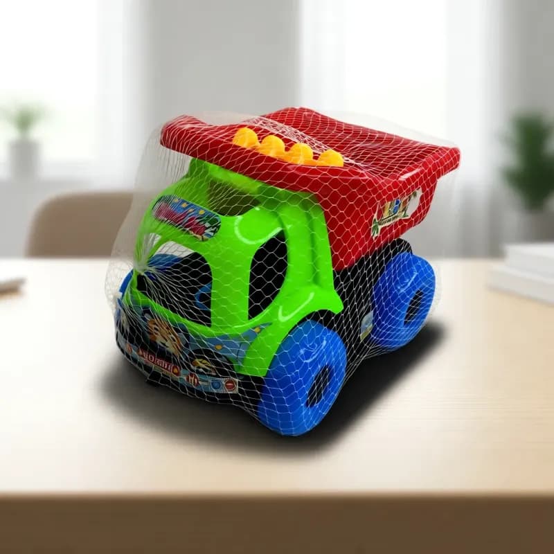 Colorful Dump Truck Toy with Beach Tools - Image 1