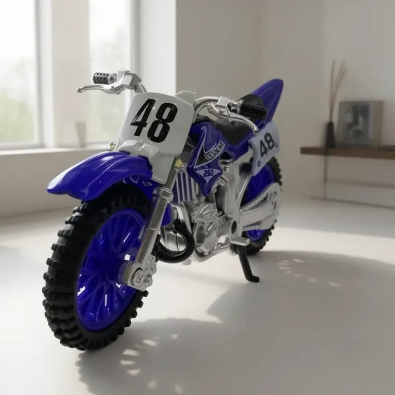 Blue and White Dirt Bike Toy (Number 48) - Image 1