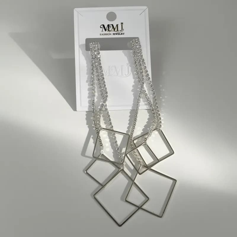 Sparkling Dangle Square Earrings - Image 1